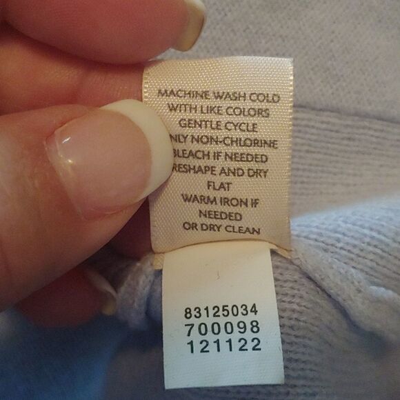 Purejill cotton/cashmere blend blue sweater. Size Medium.  Rolled hems. - Picture 8 of 8